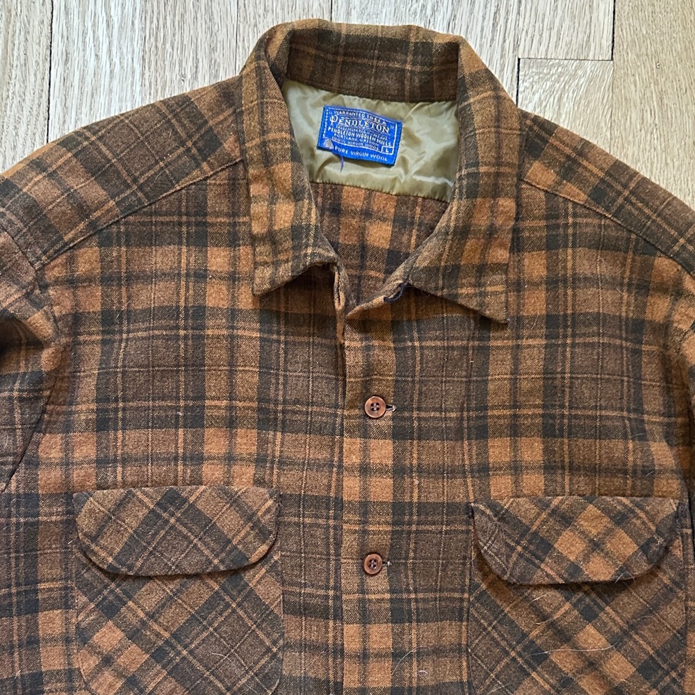 Pendleton Brown Plaid Shirt Jacket - image 3